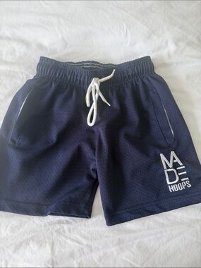 Navy Kids Athletic Shorts with Drawstring